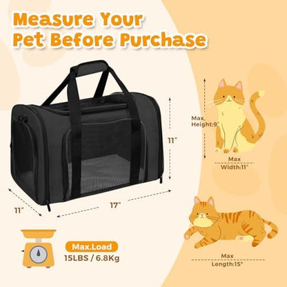 Cat Carrier Soft Up to 16 Lbs, Breathable Pet Travel Bag with Steel Frame - Image 2