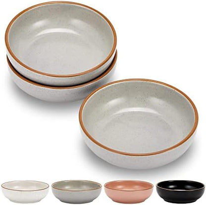 Cottagecore Ceramic Cat Bowls, 3 Pack Set, Gray, 5.3 in Shallow Pet Bowl for Kitten, Cat, Small Dog by Cottagecore