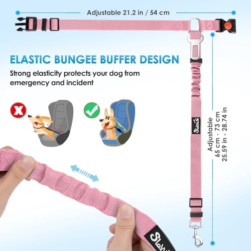 SlowTon Dog Seat Belt for Car, 2 Pack Dog Car Harness Seatbelt with Bungee - Image 6
