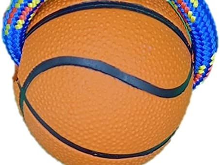Rubber Ball with Rope Dog Toy (Basketball)