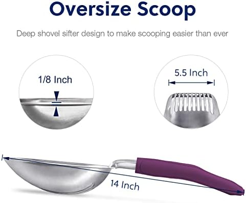 WePet Cat Litter Scoop, Aluminum Alloy Sifter, Kitty Metal Scooper, Deep Shovel, Long Handle, Poop Sifting, Kitten Pooper Lifter, Durable, Heavy Duty, for Litter Box - Image 2
