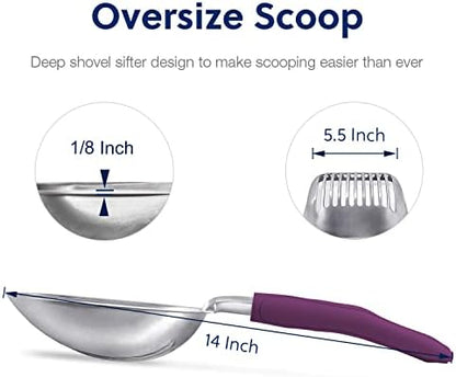 WePet Cat Litter Scoop, Aluminum Alloy Sifter, Kitty Metal Scooper, Deep Shovel, Long Handle, Poop Sifting, Kitten Pooper Lifter, Durable, Heavy Duty, for Litter Box - Image 2