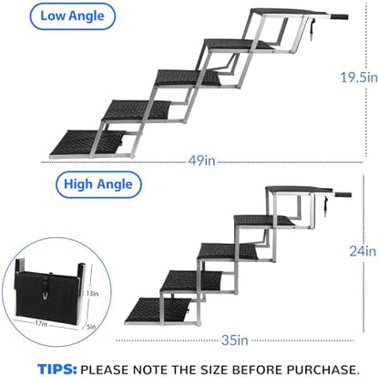 Foldable Dog Stairs for Car,17" Extra Wide Pet Ramp for Large Dog,5 Steps - Image 2