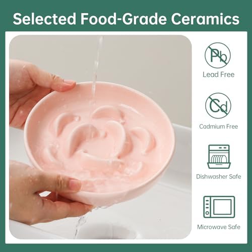 2 Pack Ceramic Cat Slow Feeder Bowl Set, 6.3" Wide, Slow Eating 5X - Image 5