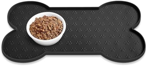 PWTAA Dog Food Mat Anti-Slip Silicone Dog Bowl Mat Thicker Pet Placemat Waterproof Cat Feeder Pad with Raised Edge Puppy Kitten Feeding Mats Suitable Small Medium-Sized Dogs Cats Eating Tray by PWTAA