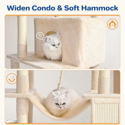 ABCPET 63" Multi-Level Cat Tree Tower for Indoor Cats, Beige - Image 5
