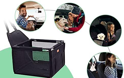 SWIHELP Dog Car Seat Puppy Portable Pet Booster Car Seat with Clip-On Safety Leash and Stable Fram, Anti-Collapse,Perfect for Small Pets