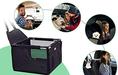SWIHELP Dog Car Seat Puppy Portable Pet Booster Car Seat with Clip-On Safety Leash and Stable Fram, Anti-Collapse,Perfect for Small Pets