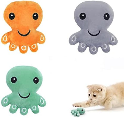 Andiker Cat Catnip Toys, 3Pcs Cat Interactive Toys for Indoor Cats, Soft Plush Kitten Chew Toys with Crinkle Paper for Relieve Stress, Reduce Boredom, Teething (Octopus) by Andiker-ServingforYou