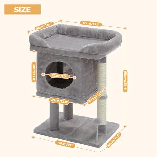 PAWZ Road 26" Cat Tree for Indoor Cats, Small Tower with 19X13”Bed - Image 6