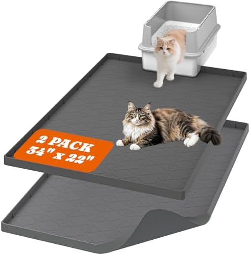 Pawtners Silicone Cat Litter Mat 34 x 22 in, Easy to Clean, 2 Pack by Pawtners