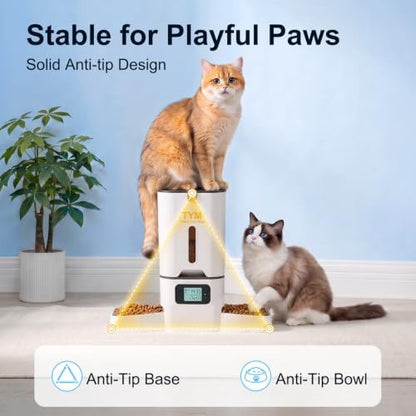 TYM Automatic Cat Feeder 2 Cats,7L Timed Cat Food Dispenser with Dual Bowls - Image 5