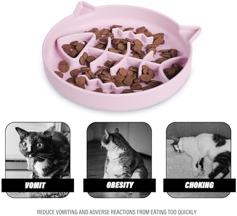 Silicone Cat Slow Feeder,Slow Feeder Cat Bowl Wet Food with Suction Cups，Puzzle Feeder Cat,Cat Interactive Toys,Effectively Reduce Overeating in Kitty (Pink, 1 Cup) - Image 4