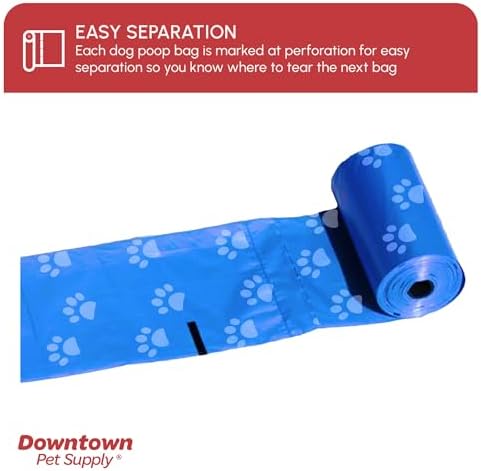 Downtown Pet Supply Poop Bags for Dogs with Dispenser, 1000 Count - Leak-Proof Dog Waste Bags and Bone-Shaped Dog Poop Bags Holder for Leash - Rainbow with Paw Prints, 12.5" x 8.5" - Image 5