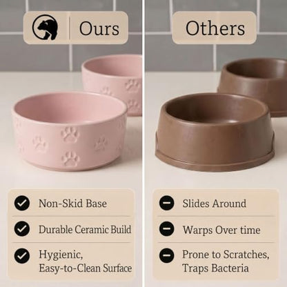 Ceramic Dog Bowl Set of 2 w/ Anti-Skid Base 6.5"W x 2.5"H, 3.8 Cup Capacity - Image 5