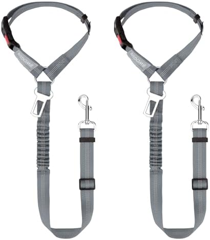 BWOGUE 2 Pack Dog Seat Belt for Car, Headrest Restraint, Elastic Bungee by BWOGUEPetHome