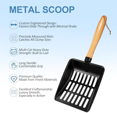 Cat Litter Scoop, Metal Litter Scoop, Short with Holder - Image 3