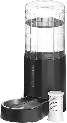 CZPET Gravity Dog Water Bowl Dispenser, Wider Mouth (9.5L+Filter,Black) by CZPET