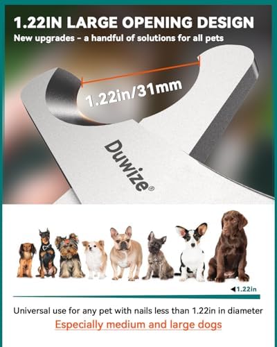 Dog Nail Clippers - All Steel Material, 1.22-Inch Large Opening, Built-in Spring, No Fur Pinch, for Medium to Large Dogs and Cats, Professional Pet Nail Trimmers, with Free Nail File (Matte) - Image 2