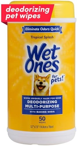 Wet Ones for Pets Deodorizing Dog Wipes, Tropical Splash Scent, 50 Count by WetOnes