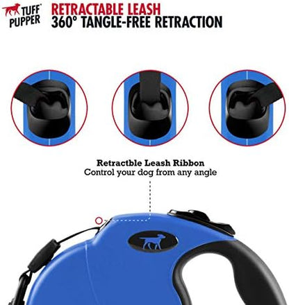 Tuff Pupper Heavy Duty Retractable Dog Leash | 16 ft Dog Leash with Reflective Stitching for Nighttime Safety | One Button Lock and Release | Comfortable Hand Grip | for Dogs Up to 120 lbs - Image 4