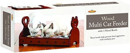 Wood Multi Cat Feeder (Brown) - Image 2