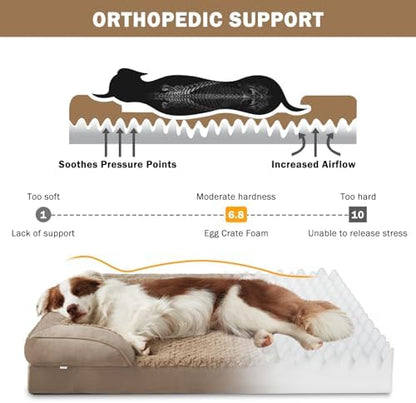 INVENHO L Plus Orthopedic Dog Bed for Large Dogs, Washable Dog Sofa with Egg-Crate Foam, Waterproof Lining and Non-Skid Bottom - Image 2