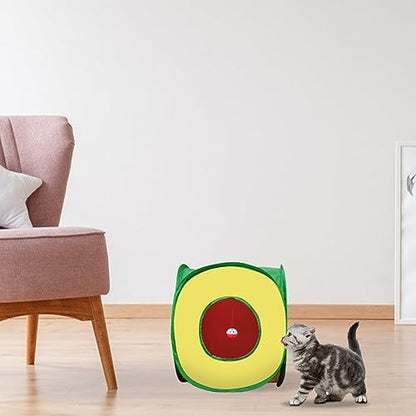 Andiker Cat Tunnel, Foldable Square Colorful Kitten Pop Up Tent Matches with Most Cat Tubes Polyester Kitten Tent with a Bell Ball 3 Holes Kitten Tubes to Hide Play (Square S) - Image 5