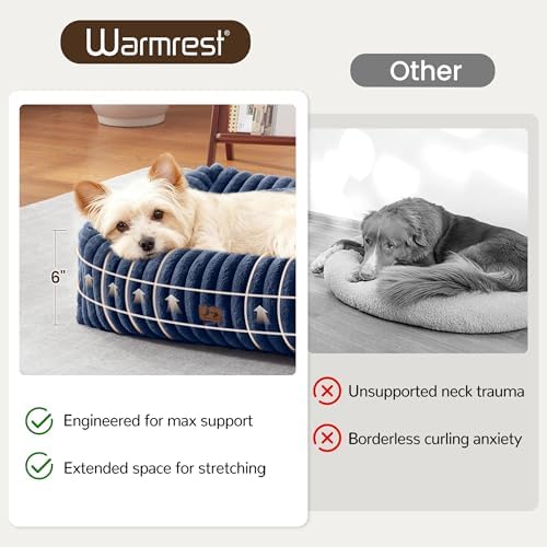 Cute Dog Bed for Small Dogs & Cats,Washable Fluffy Cat Beds for Indoor Cats, Rectangle Orthopedic Memory Foam Puppy Beds with Anti-Slip Bottom, 20 x19 x 7 Inches, Navy - Image 4