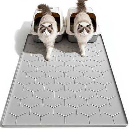Garoopion Silicone Cat Litter Mat Large 40" X 28", Easy to Clean, Gray by Garoopion