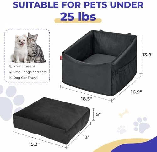 BurgeonNest Small Dog Car Seat for Dogs Up to 25 lbs (Black) - Image 3