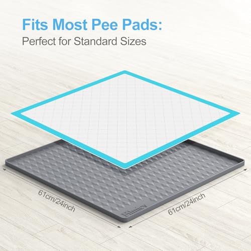 Pee Pad Holder for Dogs,Silicone Dog Puppy Pad Holder, 24 x 24 No Spill Raised Lip High Edge,Portable, Leak-Proof Mat Holder for Dog Training Pads,Square Potty Trays for Home Floor Protection - Image 5