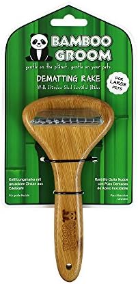 Bamboo Groom Dematting Rake with Stainless Steel Serrated Blades for Pets, Large - Image 4