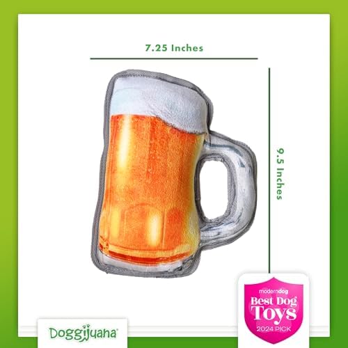Doggijuana Tuffer Chewer Plush Dog Toy, Beer Mug | Squeaky Refillable - Image 3
