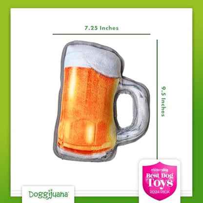 Doggijuana Tuffer Chewer Plush Dog Toy, Beer Mug | Squeaky Refillable - Image 3