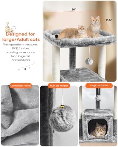 SYANDLVY 27IN Cat Tree for Indoor Cats Large Adult, Modern Activity Tower - Image 4