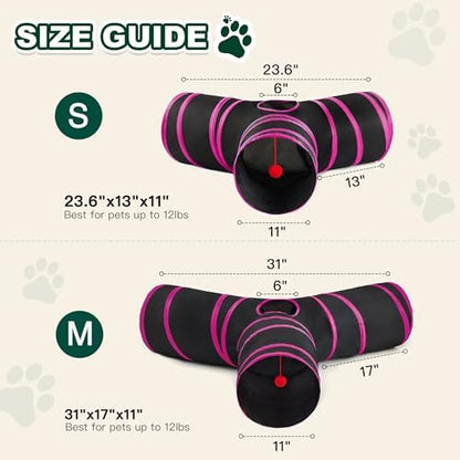 Love's cabin Cat Tunnel for Indoor Cats, 3-Way Collapsible Play Tunnel - Image 2