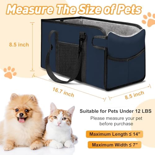 Portable Dog Car Seat for Small Dogs, Puppy Car Seat, Navy Blue - Image 2