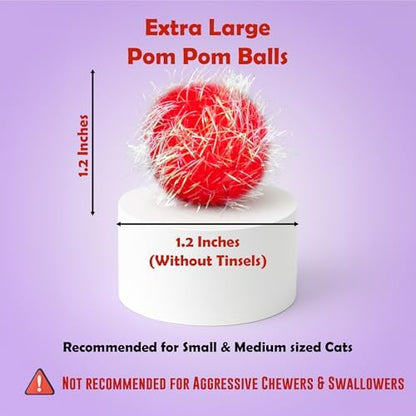 30 Pieces 1.2 inches Sparkle Pom Pom Balls for Cat - Interactive Glitter Balls, Multicolor, Best as Kitten Play Toys - Image 2