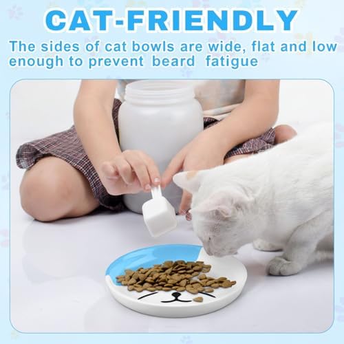 Hillban 5 Pcs Ceramic Cat Food Plate Set, 6'' Shallow Dish, Multicolor, Cat - Image 4