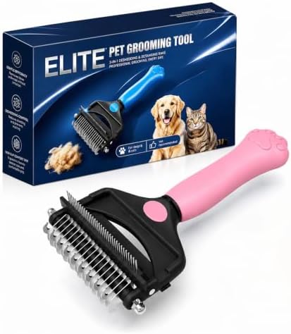 Deshedding Dog Brush，3-in-1 Undercoat Rake for Dogs (Pink) by KIVMTAR