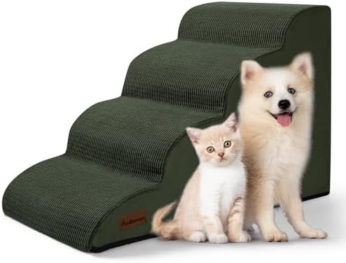 Aodisman Dog Steps for Bed or Couch,4-Step Pet Stairs Ramp for Small Dogs by AODISMAN
