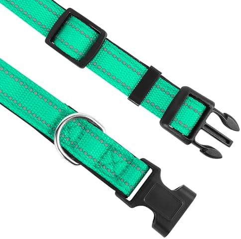Reflective Dog Collar, Adjustable Soft Neoprene Padded,Grass Green,L - Image 3