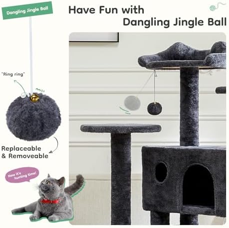 DUMOS 54 Inch Cat Tree Tower with Scratching Posts - Image 4