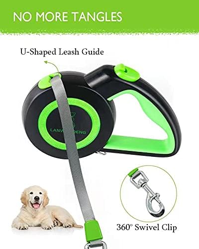 Chew Proof Retractable Dog Leash with 2 Heavy Duty Anti-Chewing Wire Ropes, 16FT Leashes 360 Tangle Free for 2 Dogs, Dual Dog Lead for Small/Medium/Large Dogs