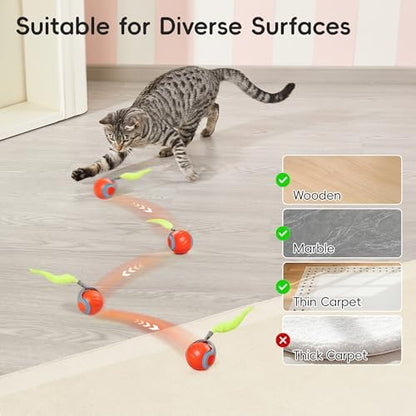 Potaroma Moving Ball Cat Toys with Feather Tail, Rechargeable - Image 6