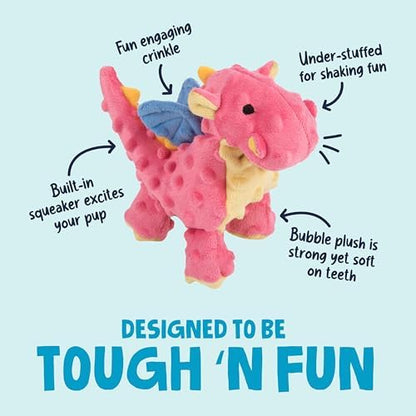 goDog Bubble Plush Dragons Squeaky Dog Toy, Chew Guard Technology - Coral, Small - Image 2