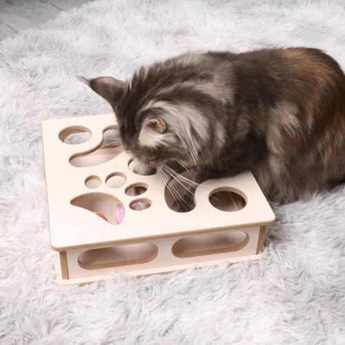 Natural Wood Cat Interactive Box Puzzle Hunting Exercise Toy - Image 5
