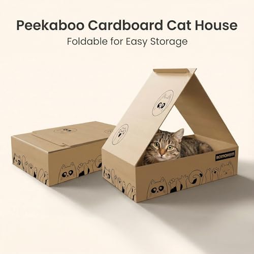 All-in-One Cardboard Cat Scratchers for Indoor Cats, Oval Cat Scratch Box & Lounger Beds Kitten Loves, Durable Cat Scratching Pads + Bonus Toys Couch Cat Scratch Protector - Image 4
