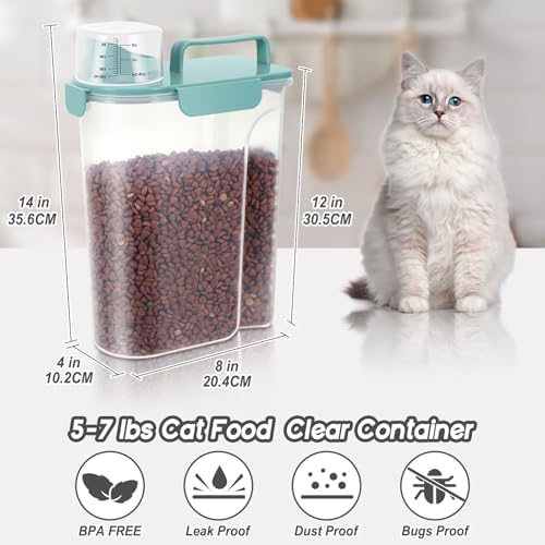 LEAWALK 5-7Lbs Dog Cat Storage Container Portable with Upgraded Large Spout and Cup, Plastic Pet Food Dispenser for Small Animal Kibble, Bird Seed, Oatmeal, Rice, Flour, Brown Sugart- Elegant Blue - Image 2
